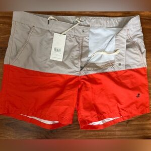 Men's Two-Tone Swim Board Shorts - orange and tan